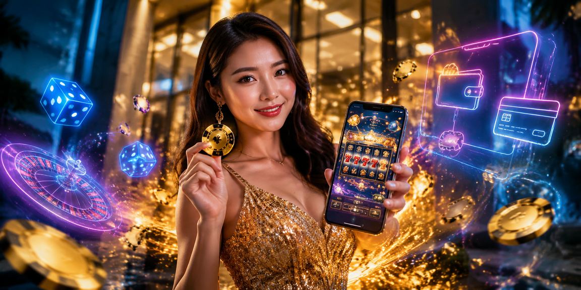 Pemain menggunakan aplikasi kasino Malaysia pada telefon pintar dengan antara muka yang menarik